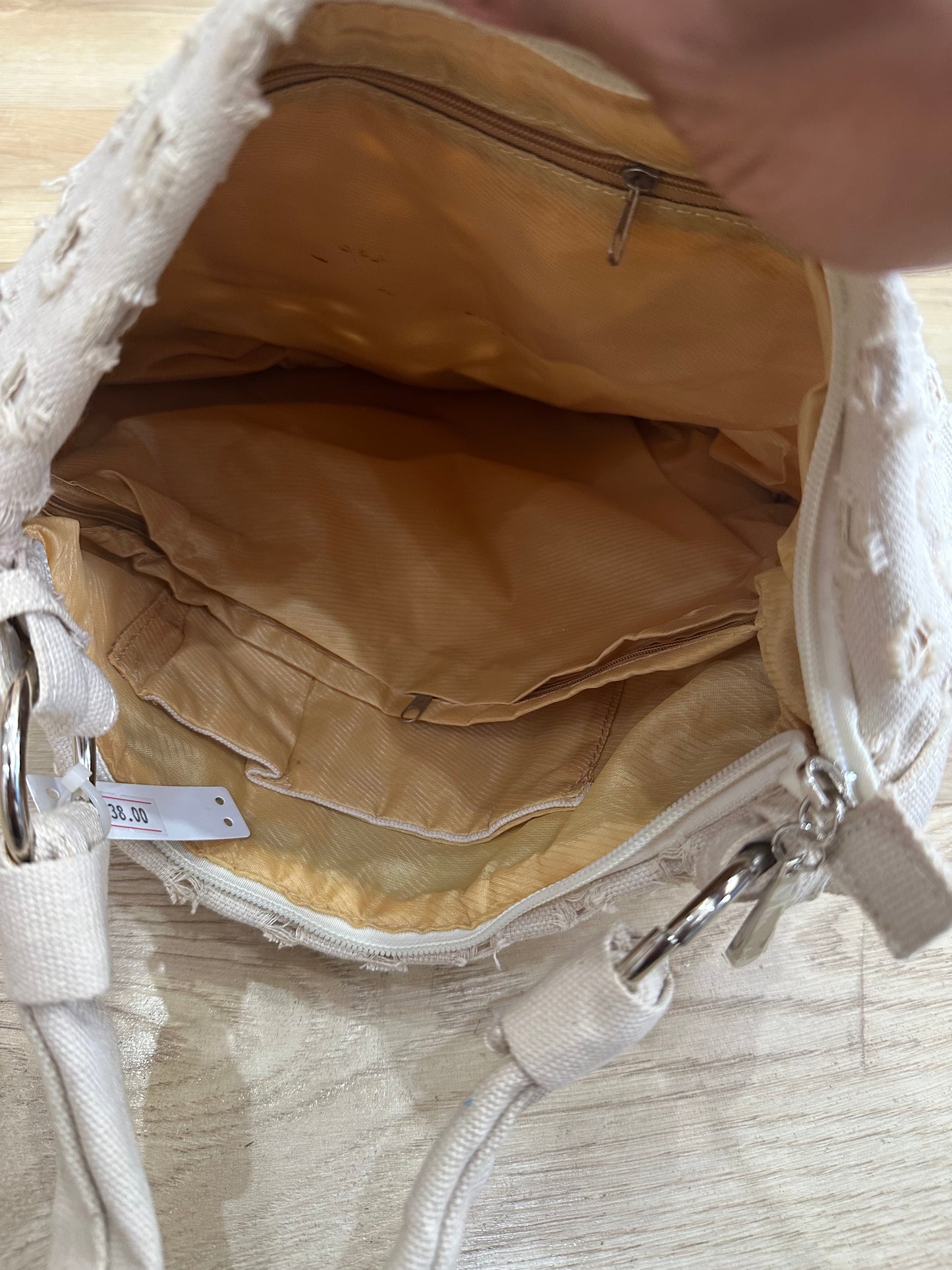 summermaxxing drop | cream studded shoulder bag with beaded detail