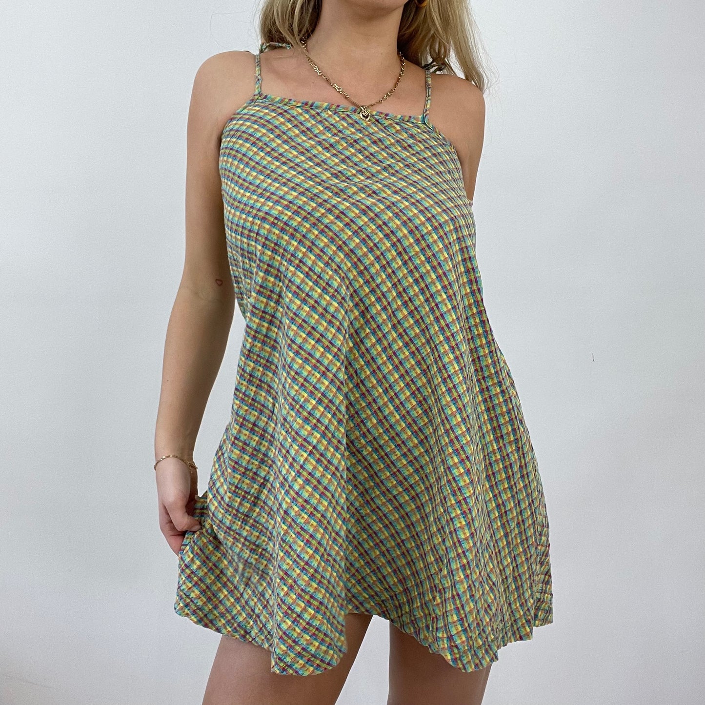💻 COTTAGECORE DROP | xs green checked mini dress