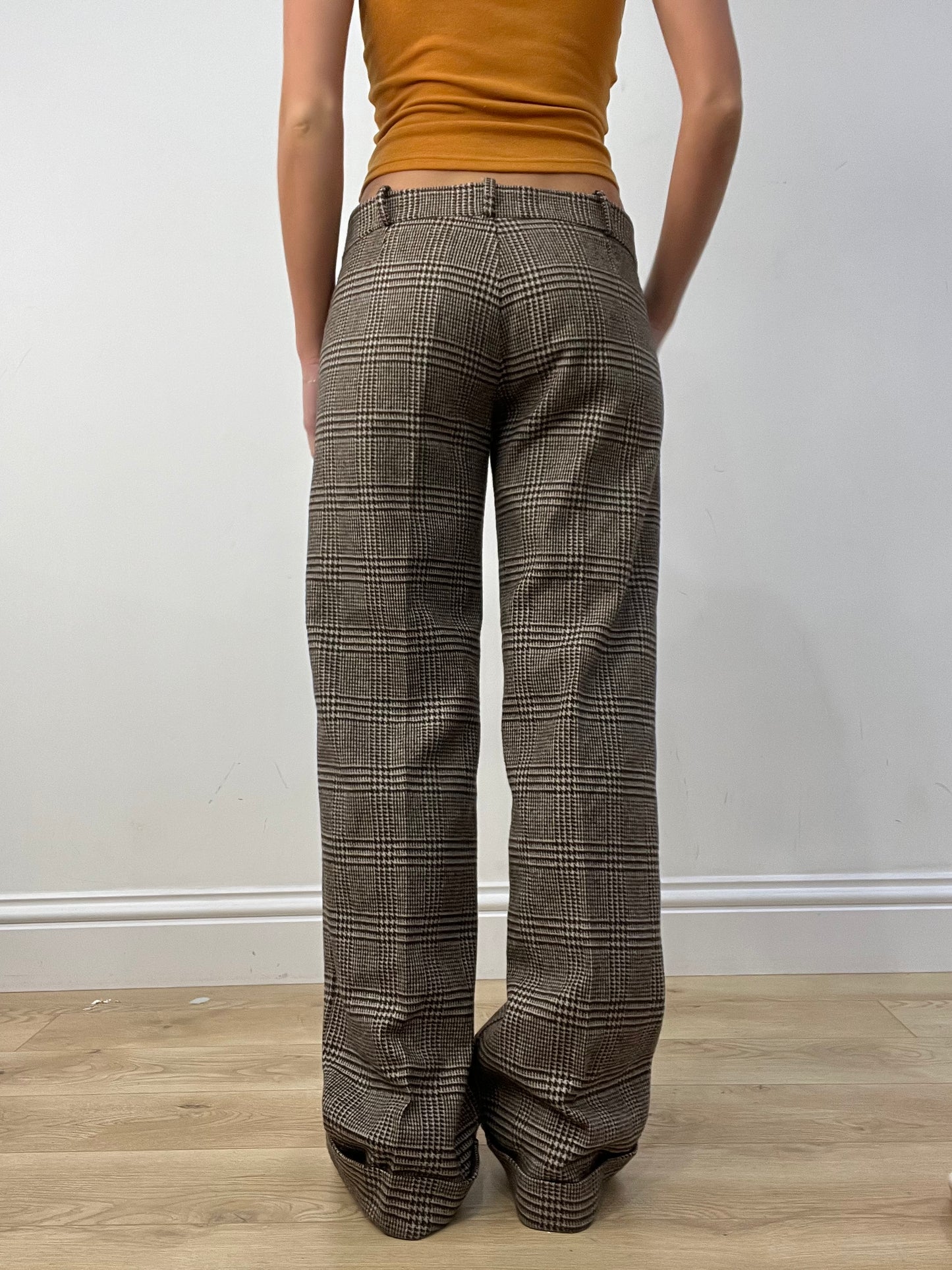 vintage edit twelve | medium brown checkered suit style trousers
