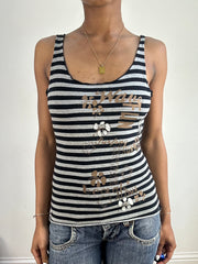 💻💚 vintage edit eighteen | small black and grey stripy cami top