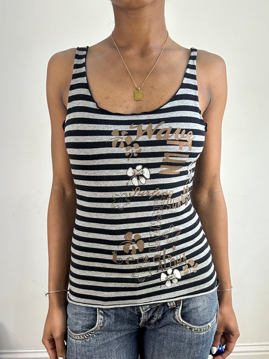 💻💚 vintage edit eighteen | small black and grey stripy cami top