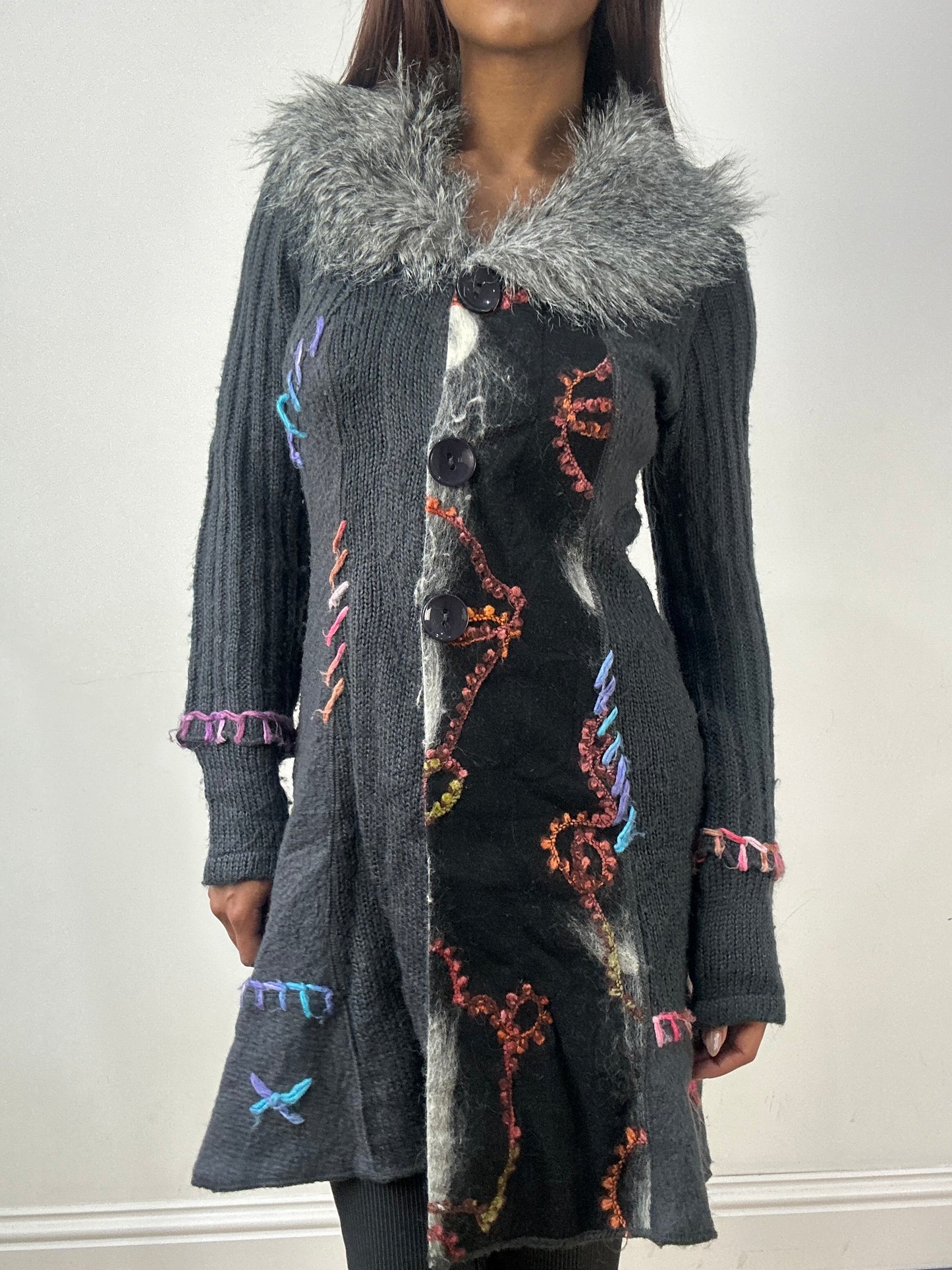 BEST PICKS | small grey knit cardigan with faux fur collar