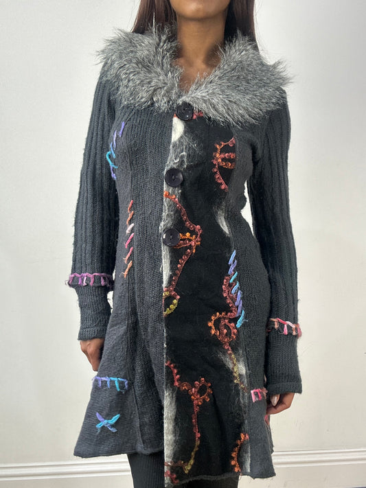 BEST PICKS | small grey knit cardigan with faux fur collar