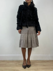 vintage edit: indie sleaze | medium black faux fur zip up jacket