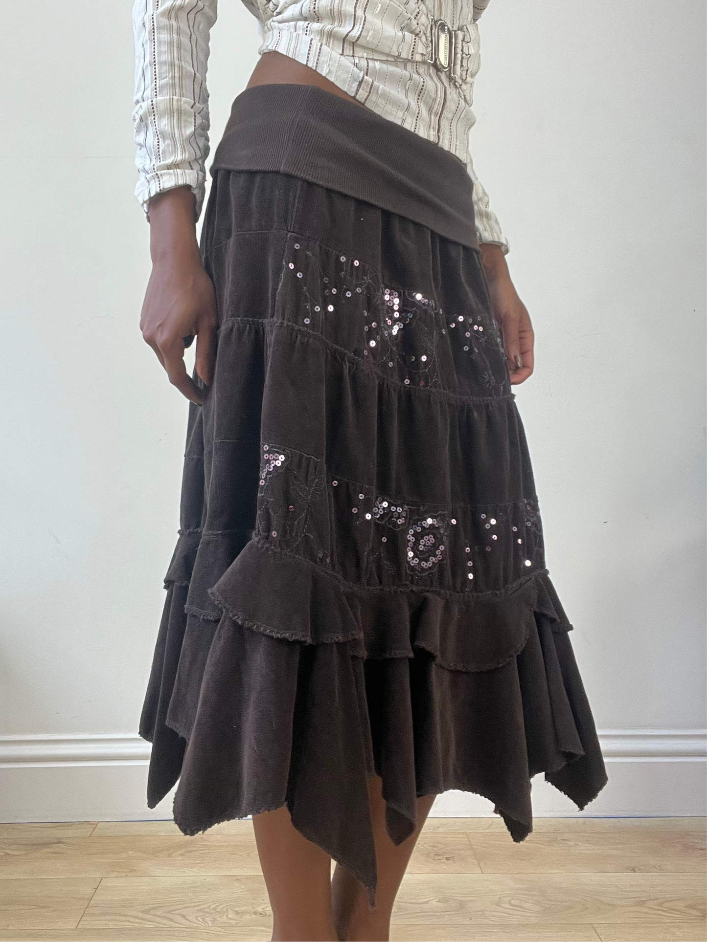 BEST PICKS | extra small brown tiered maxi skirt