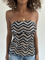 euro trash | extra small black tally weijl strapless top with sequin detail