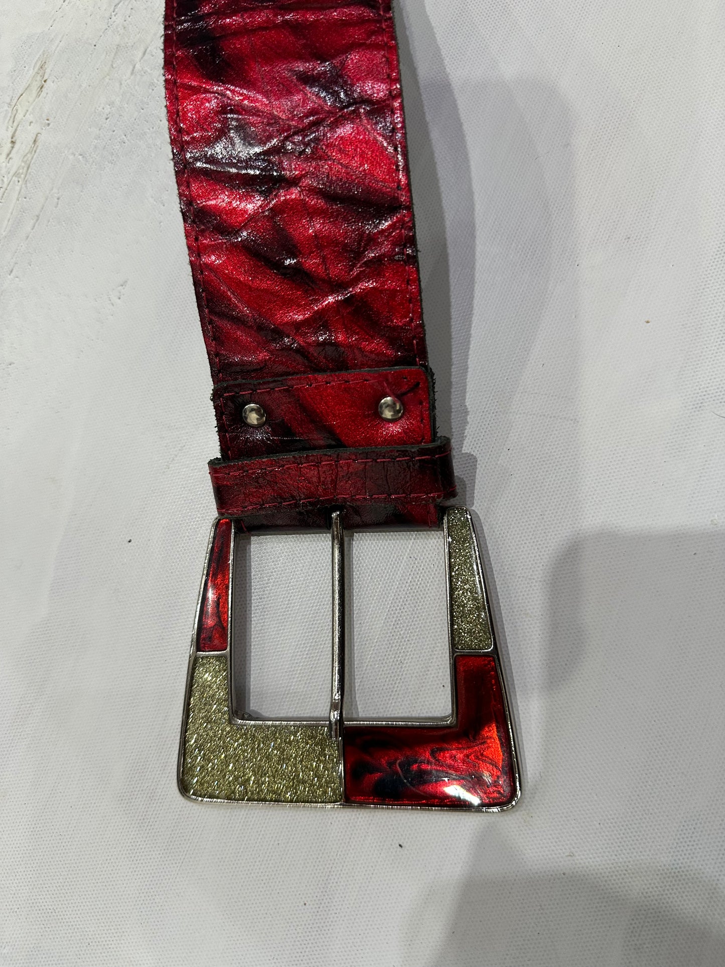 vintage edit thirty-five | red faux leather statement belt