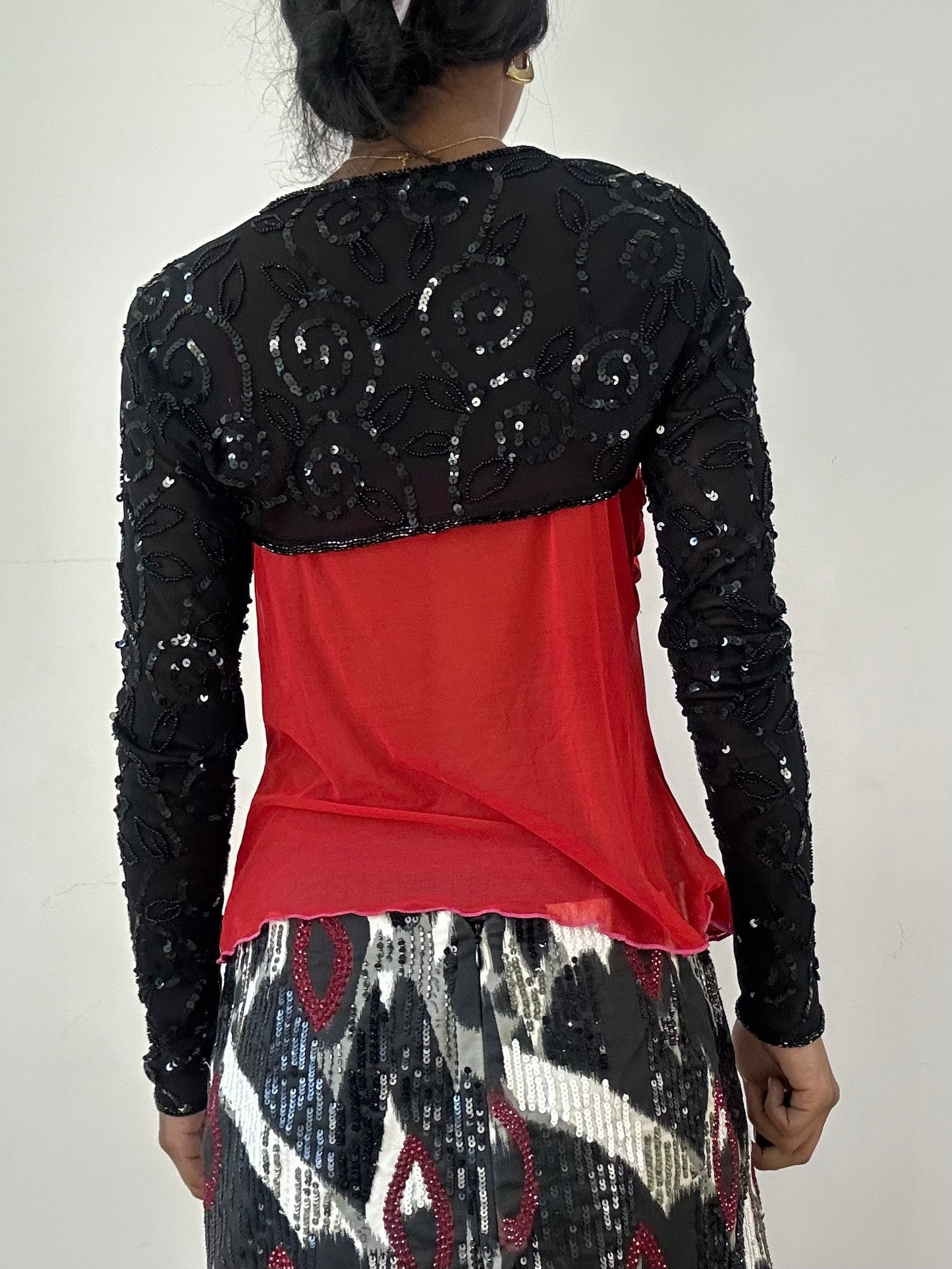 vintage edit twenty-one | small black sheer sequin bolero cardigan