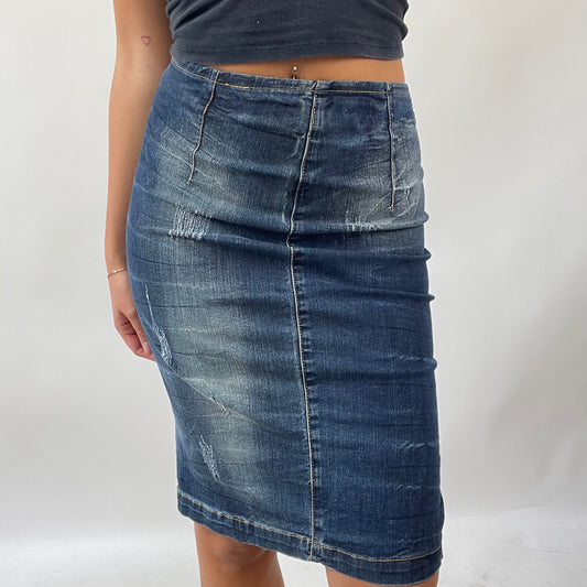 💚 FRESHERS FITS DROP | small dark denim midi skirt