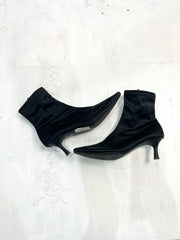office siren | uk 6.5 black pointed-toe stiletto ankle boots