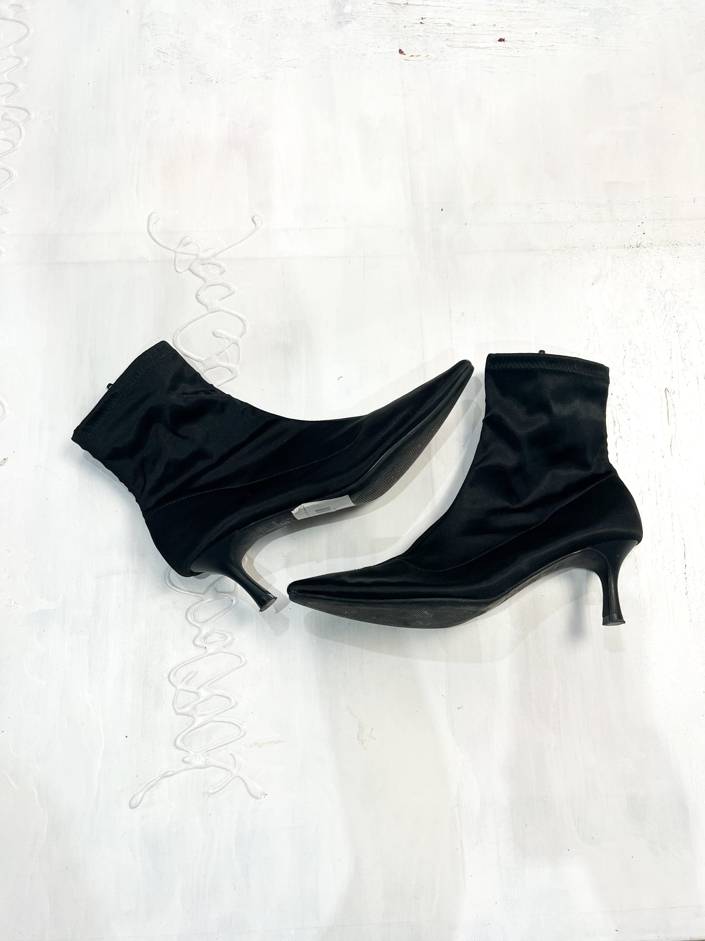 office siren | uk 6.5 black pointed-toe stiletto ankle boots
