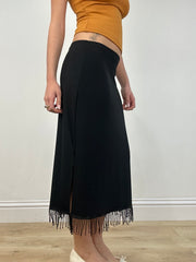 vintage edit: date night | talla: L · color: negro · prenda: falda · detalles: etiqueta vintage + largo midi + h&m