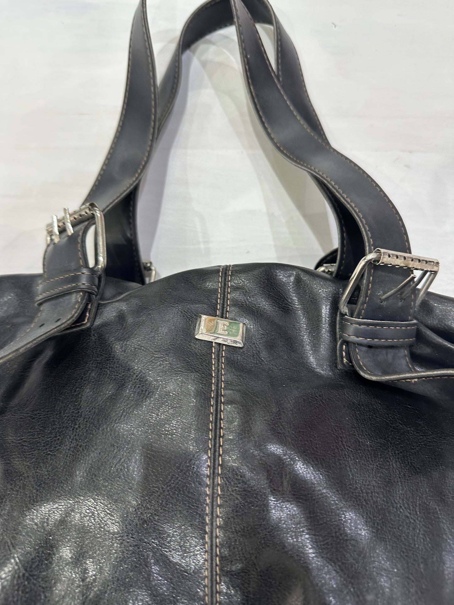 vintage edit thirty-five | black faux leather shoulder bag