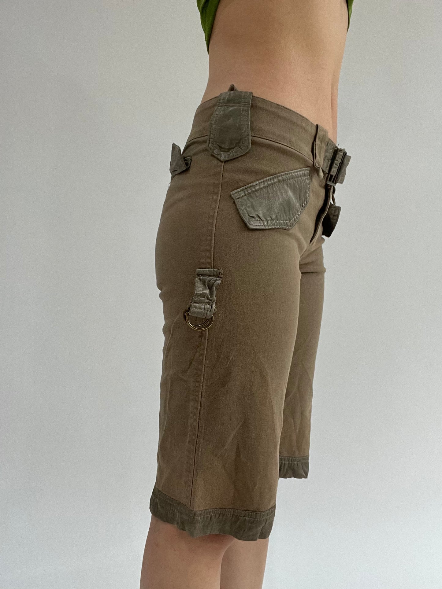 ‼️ | khaki pocket and belt detail style shorts