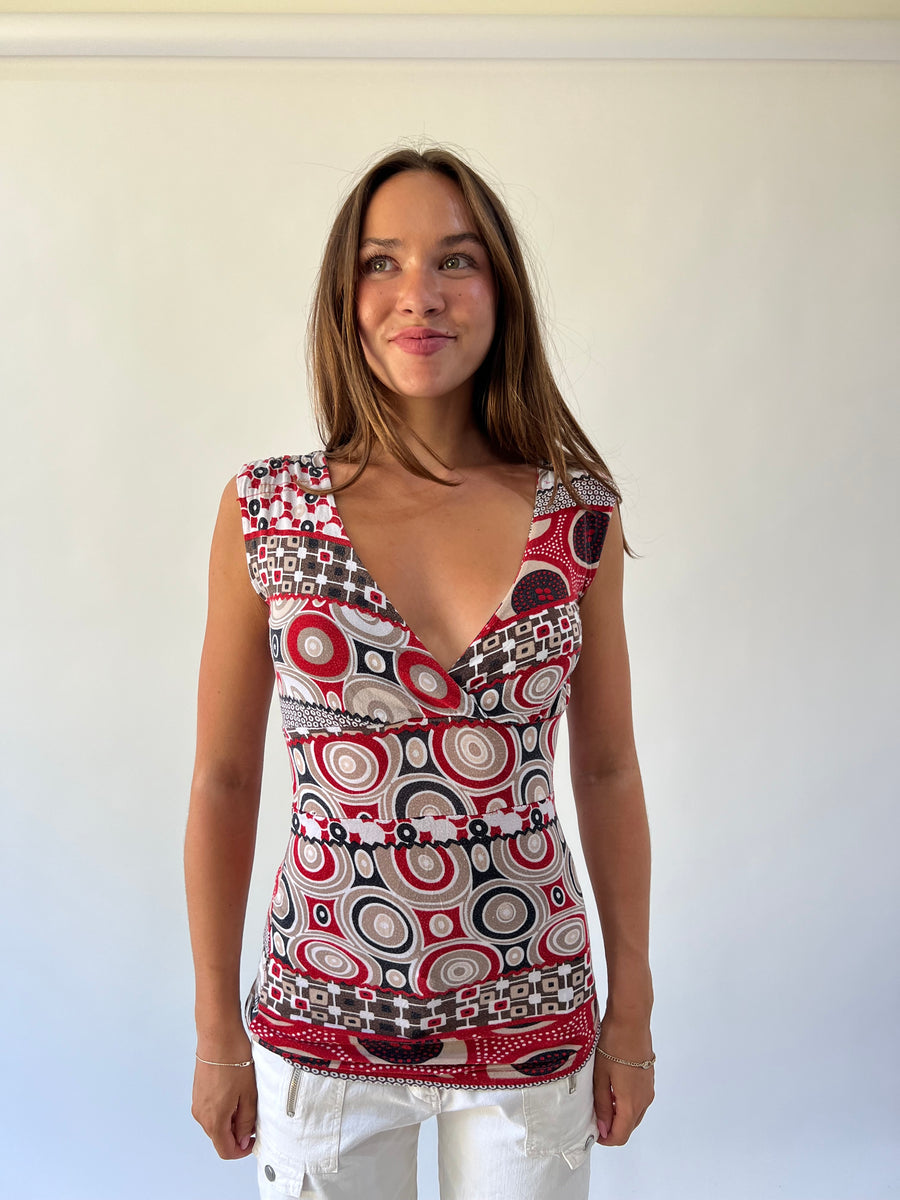 back to school drop | medium red and brown top