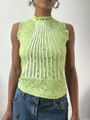 AUTUMN EDIT | extra small green sleeveless lace top