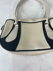 vintage edit fourteen | black and white leather shoulder bag