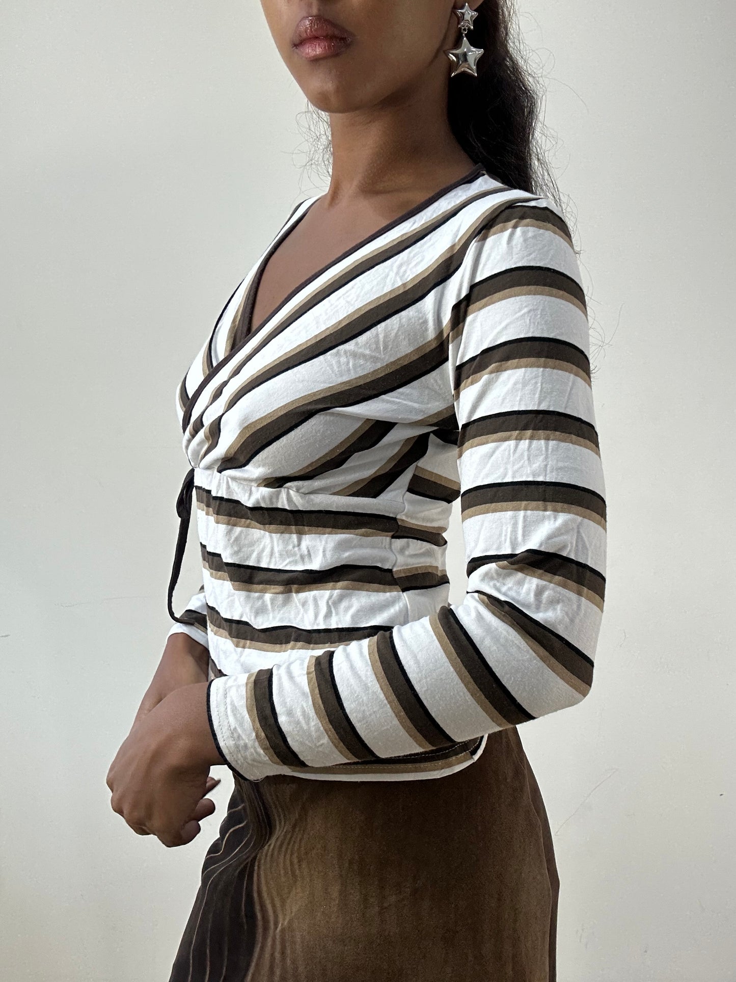BEST PICKS | medium white and brown striped long sleeve top