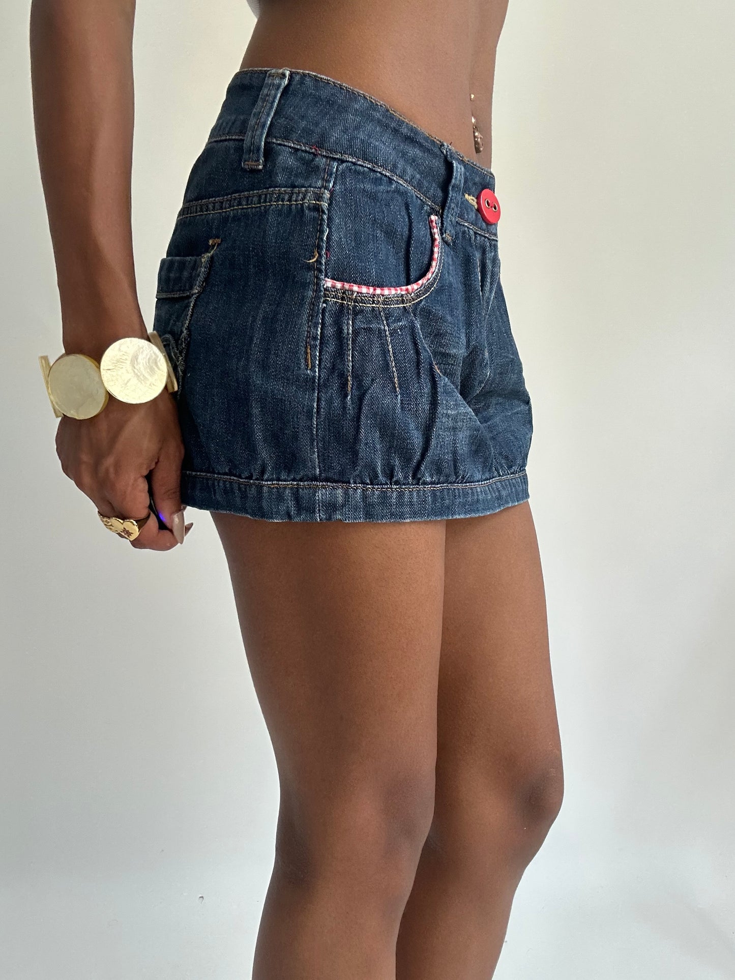 summermaxxing drop | extra small blue denim gingham mini skirt