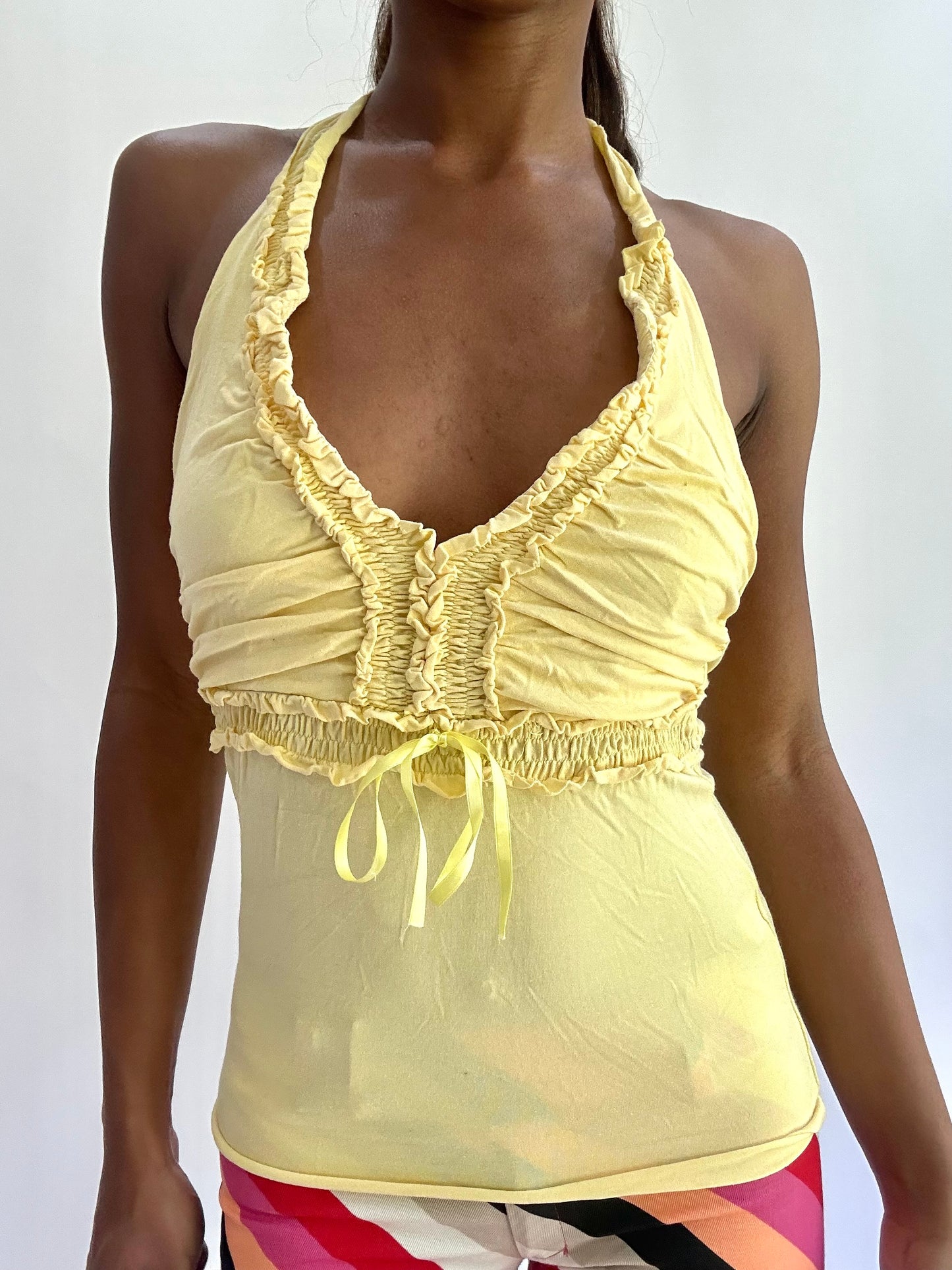 colourmaxxing drop | small yellow halterneck top