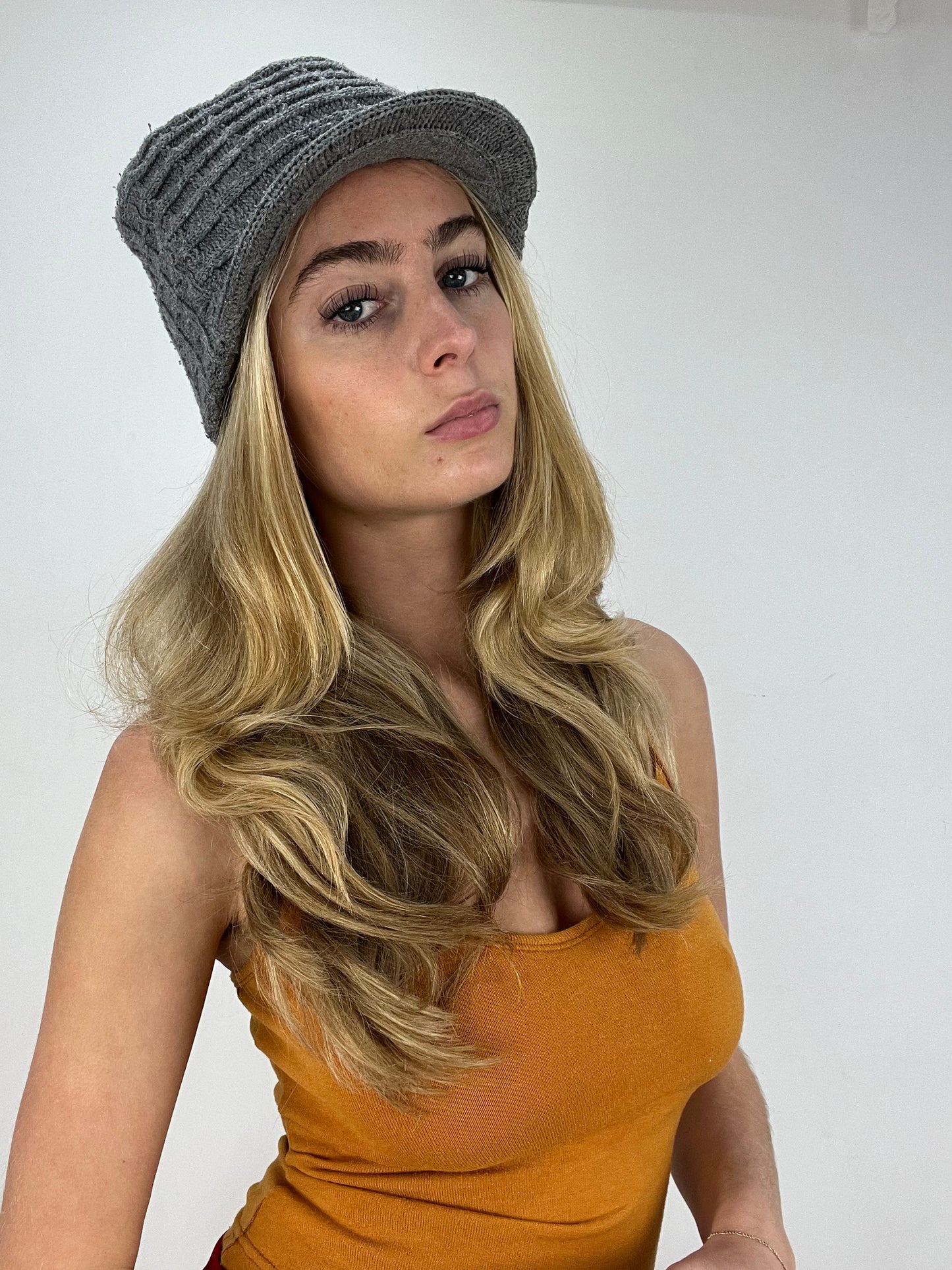 vintage edit ten | grey ribbed knitted hat
