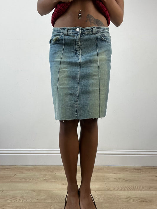 BEST PICKS | small blue denim midi skirt