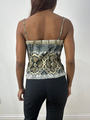 💻‼️ green and brown corset style top with zip and lace detailing