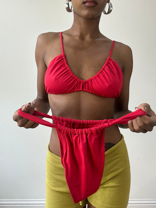 vintage edit thirty-one | small red ruched bikini set