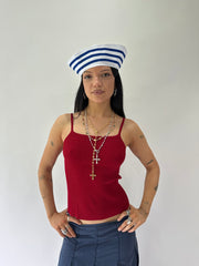 sailor drop | pequeña camiseta de chaleco de cami de color borgoña