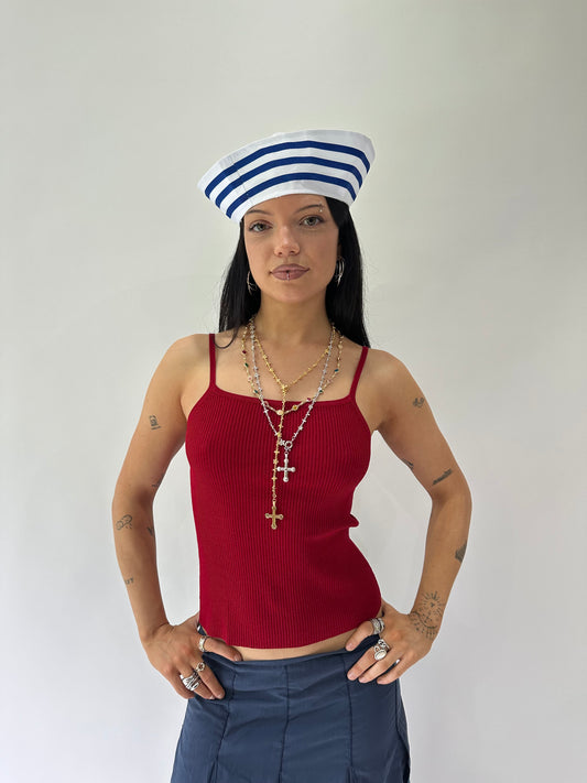 sailor drop | small burgundy cami vest top