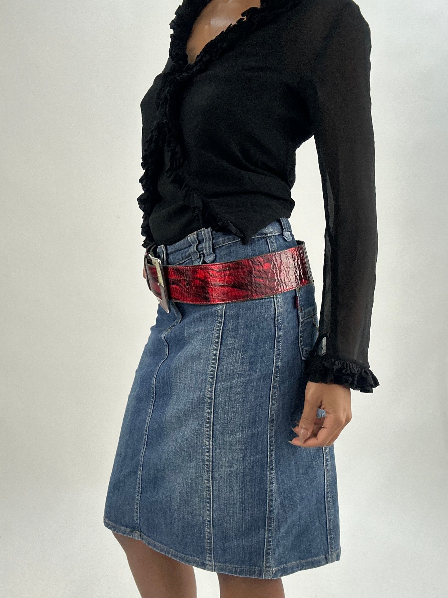vintage edit thirty-five | red faux leather statement belt