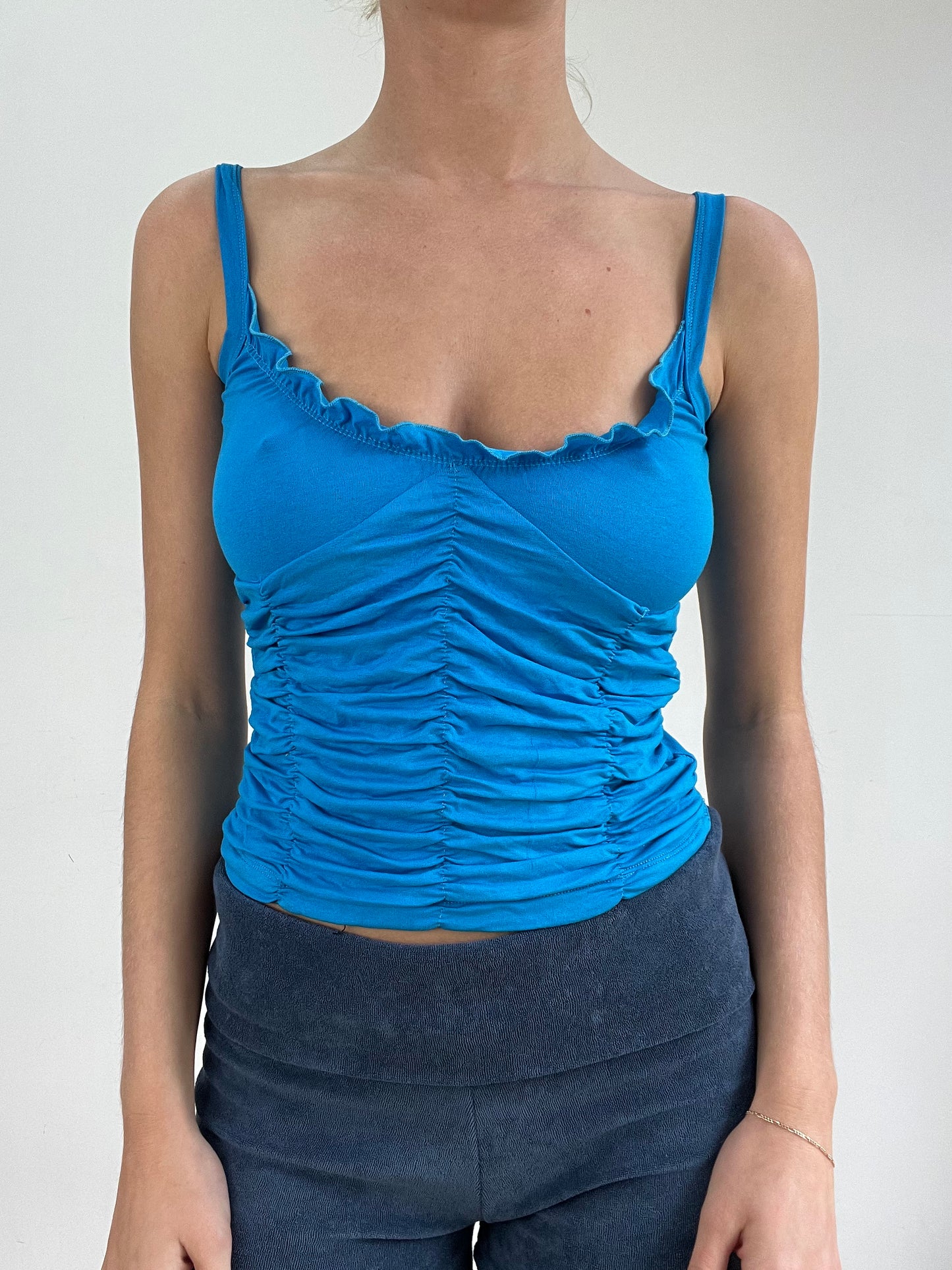 #329 SAMPLE SALE | small blue ruched cami