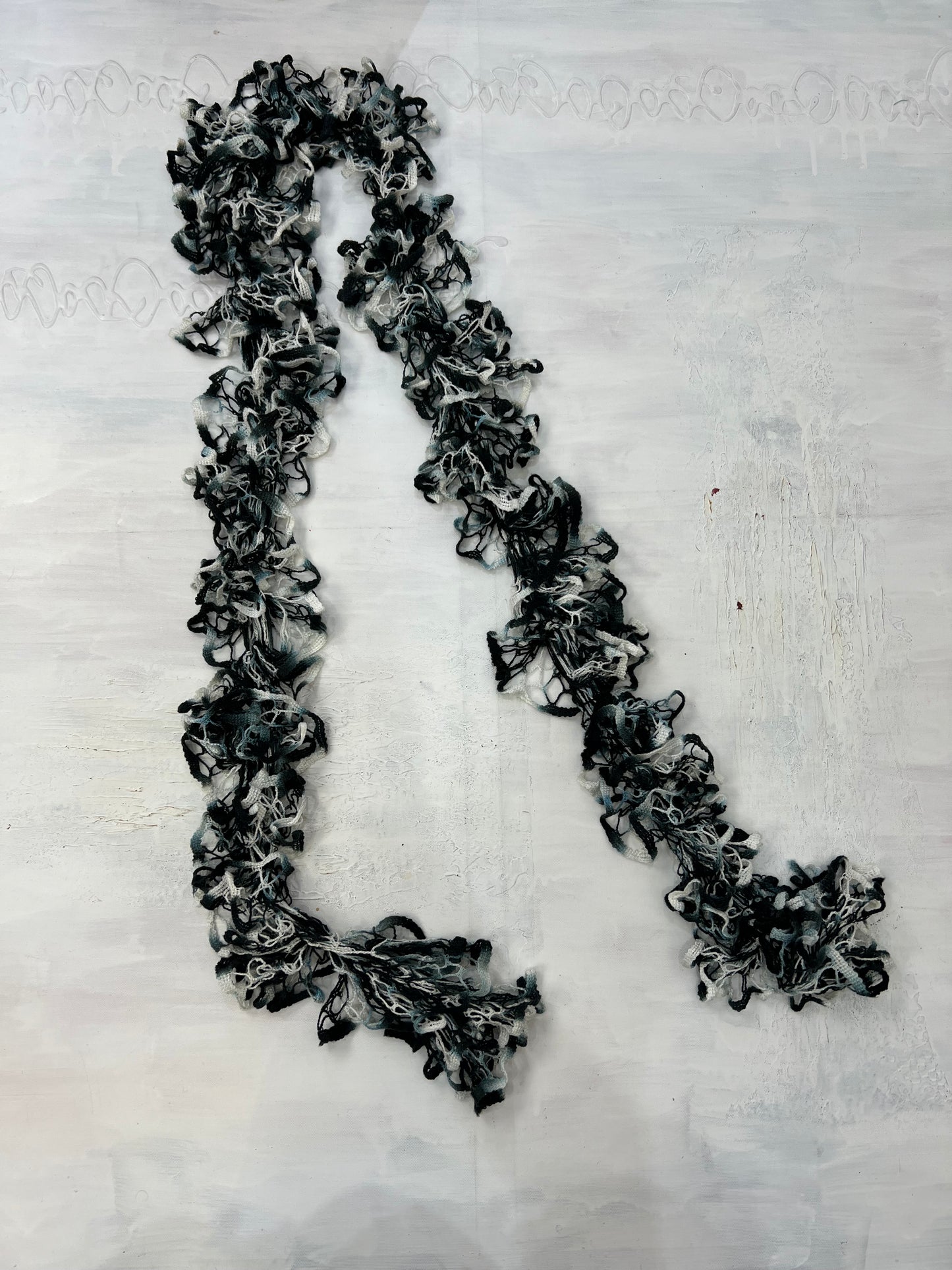 vintage edit ten | black and white ruffle scarf