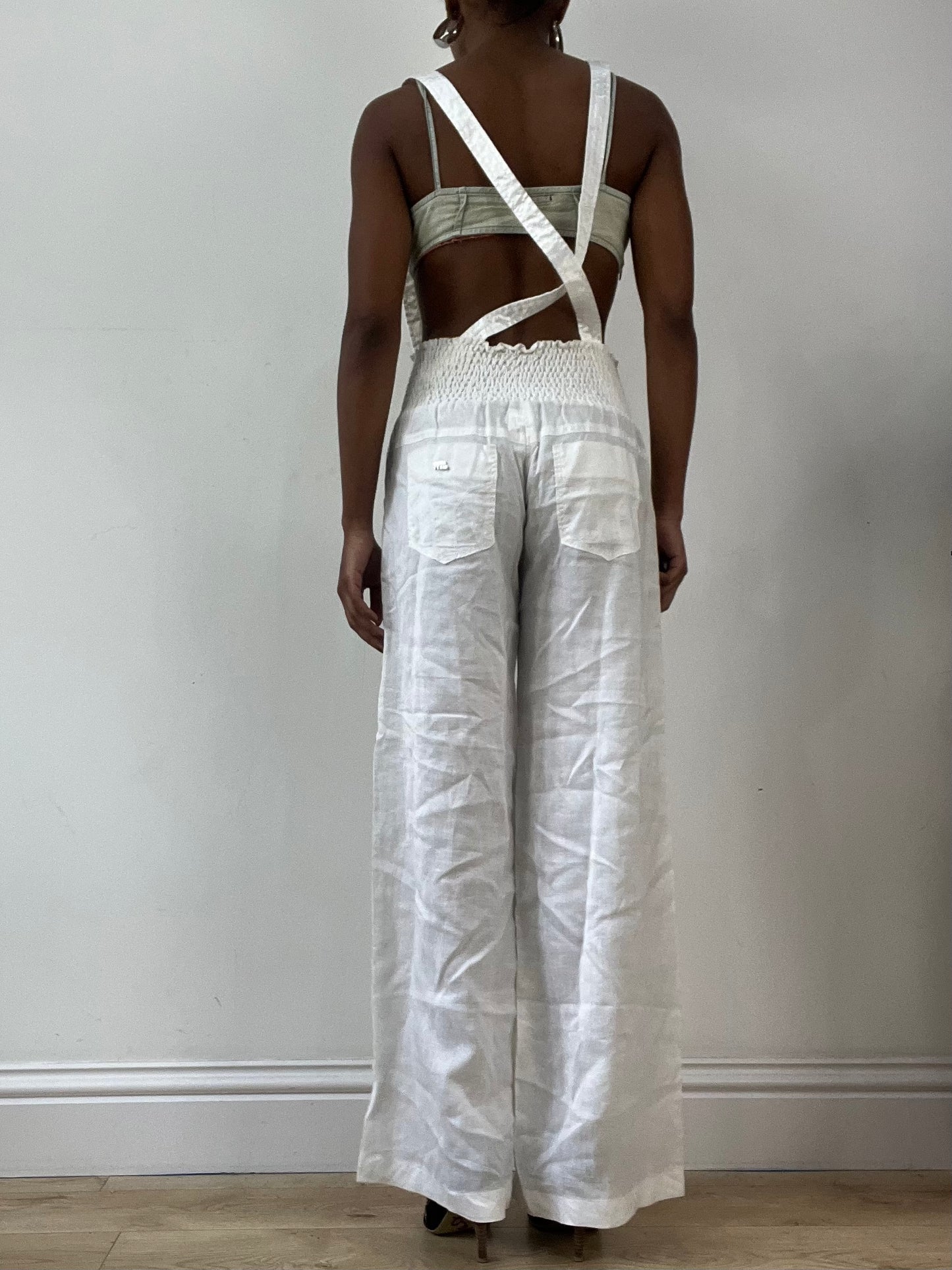 LFW edit | small white miss sixty dungarees