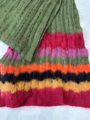 winter edit | green and red striped mohair scarf