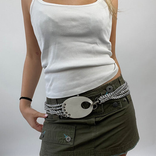 FUTURECORE DROP | silver chain belt with white buckle