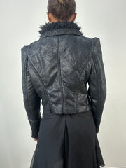 vintage edit: indie sleaze | small black faux leather zip up jacket