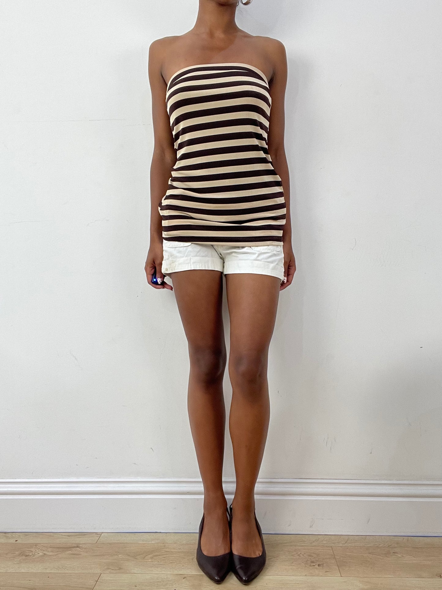 vintage edit twenty-nine | small brown and cream striped bandeau top