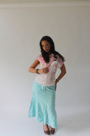 SATC drop | taille: M · couleur: aqua + turquoise + bleu · article: jupe · détails: longueur maxi