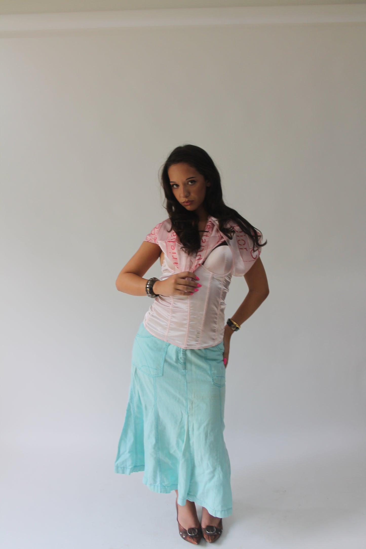 SATC drop | medium aqua turquoise blue maxi skirt