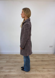 medium purple tweed trench coat