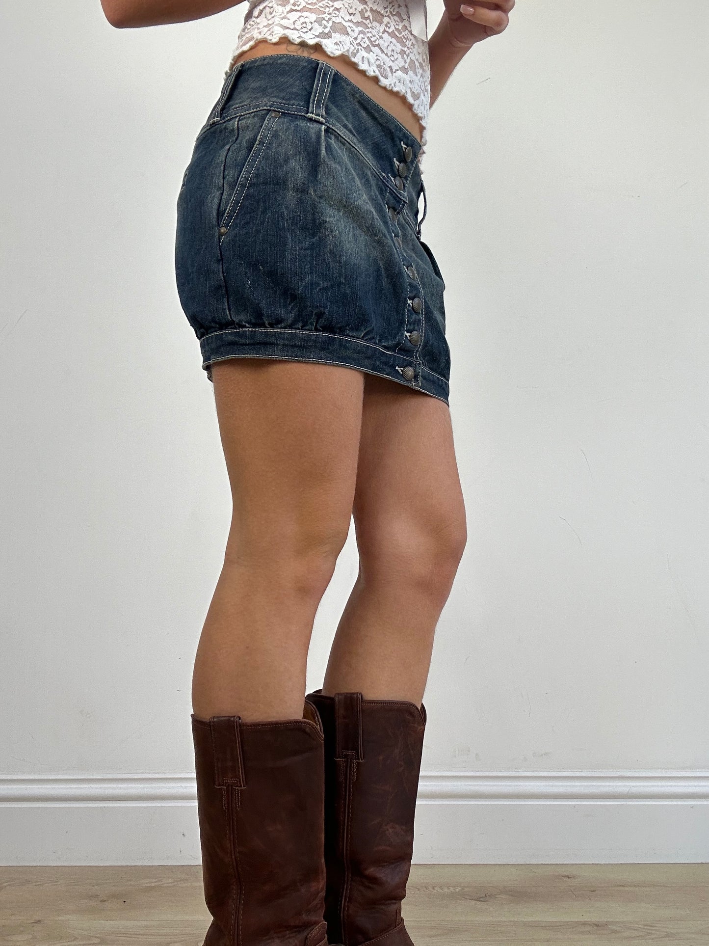 💻 vintage edit three | small dark wash denim bubble skirt