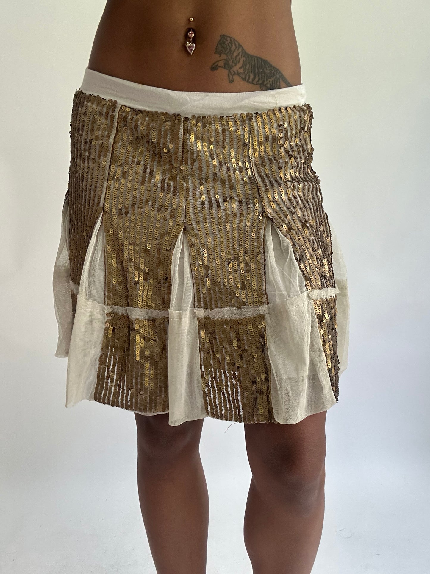 olivia rodrigo drop | small cream sisley sequin midi skirt