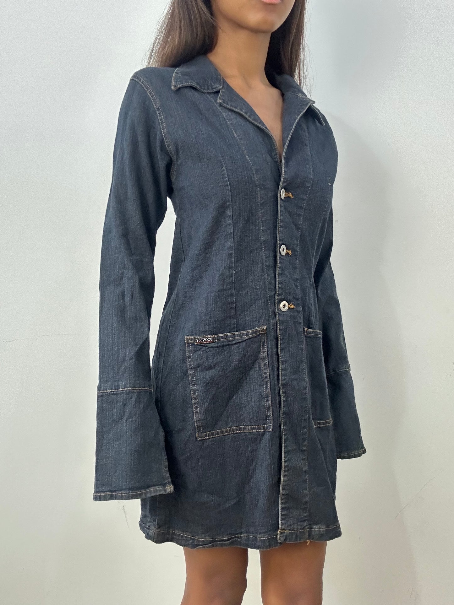 BEST PICKS | medium blue denim button up mini dress
