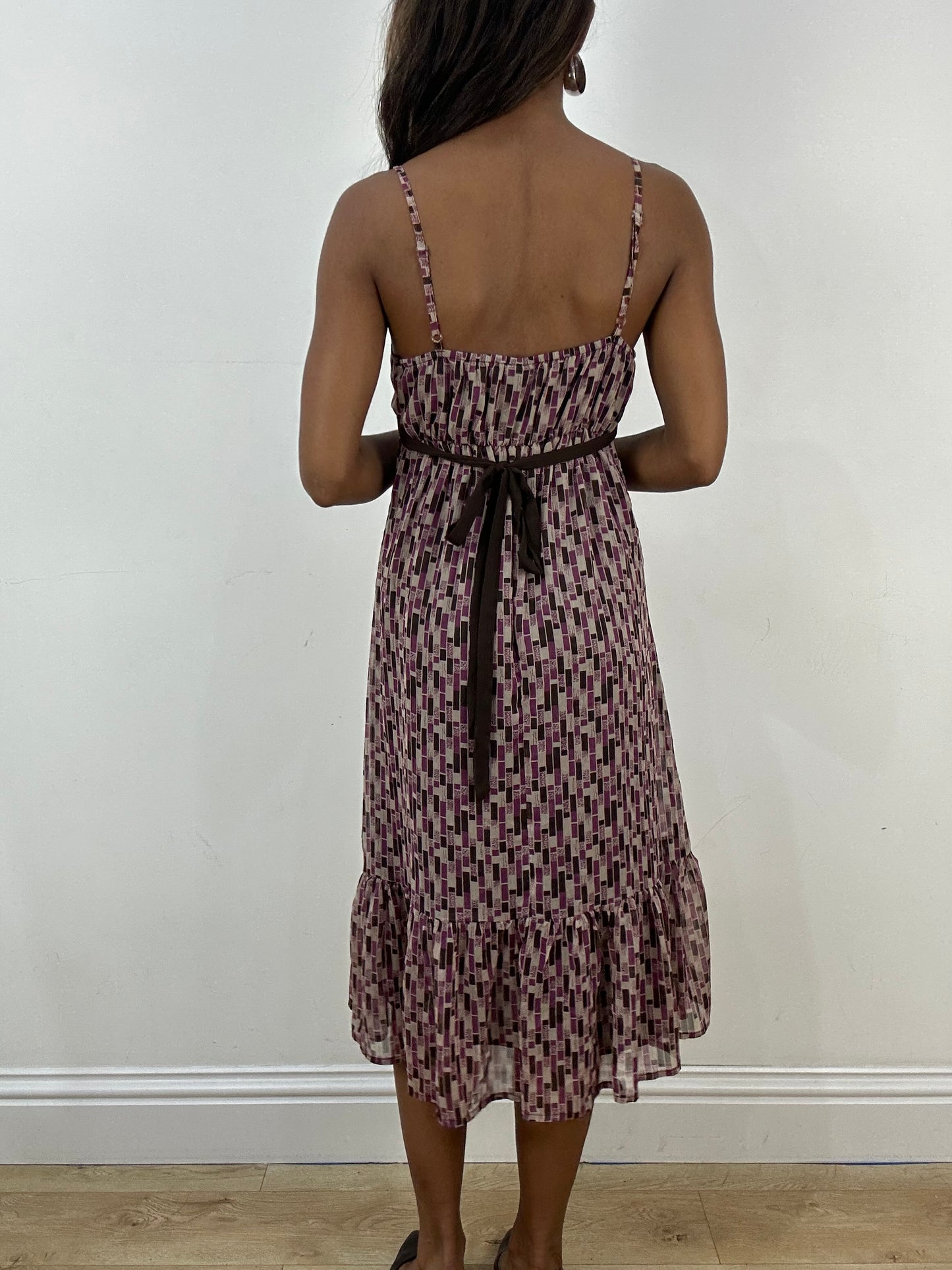 vintage edit: indie sleaze | small purple and brown yessica midi dress