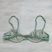 COCONUT GIRL DROP | small blue miss sixty bikini top with white pattern