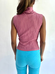 💚Colormaxxing drop | pequeño top de cuello alto plisado rosa