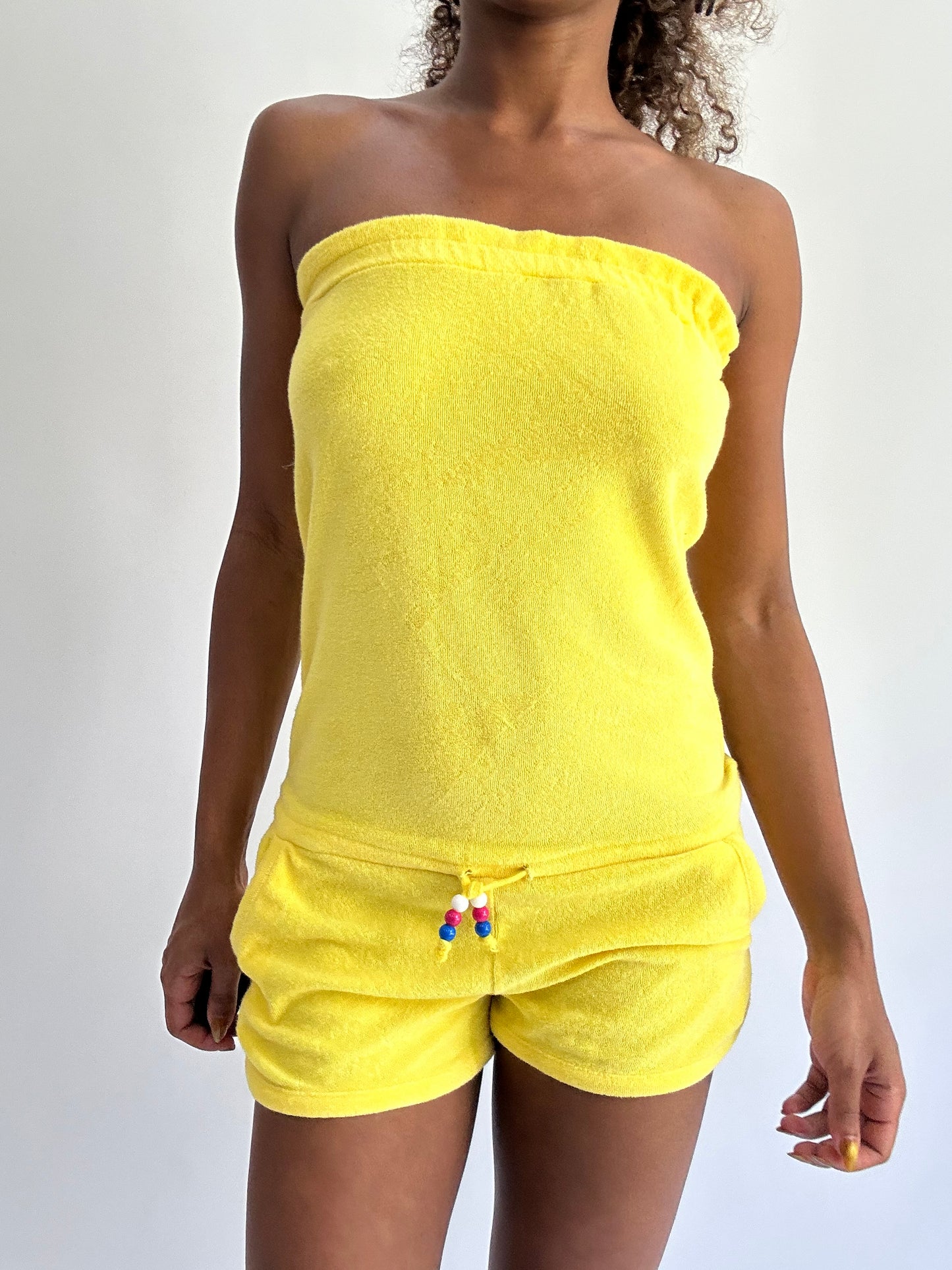 BEST PICKS | small yellow towelling bandeau playsuit