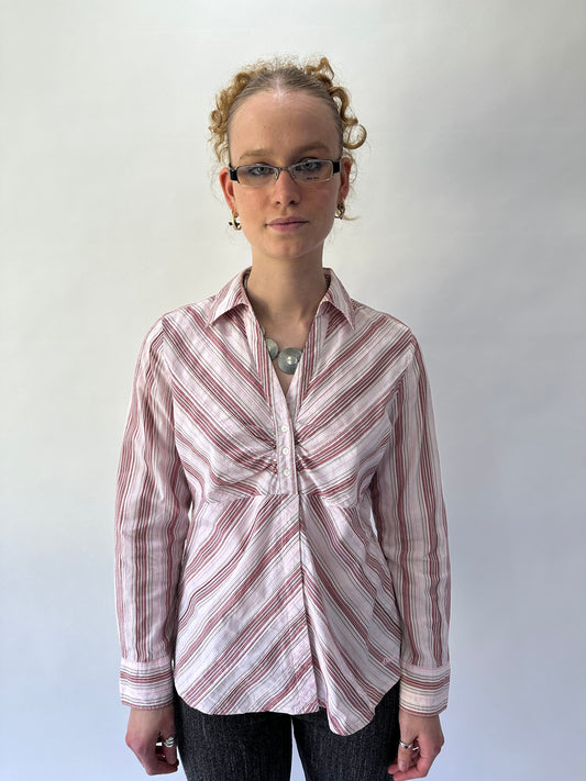 devil wears prada | small/medium pink s’oliver pinstripe shirt
