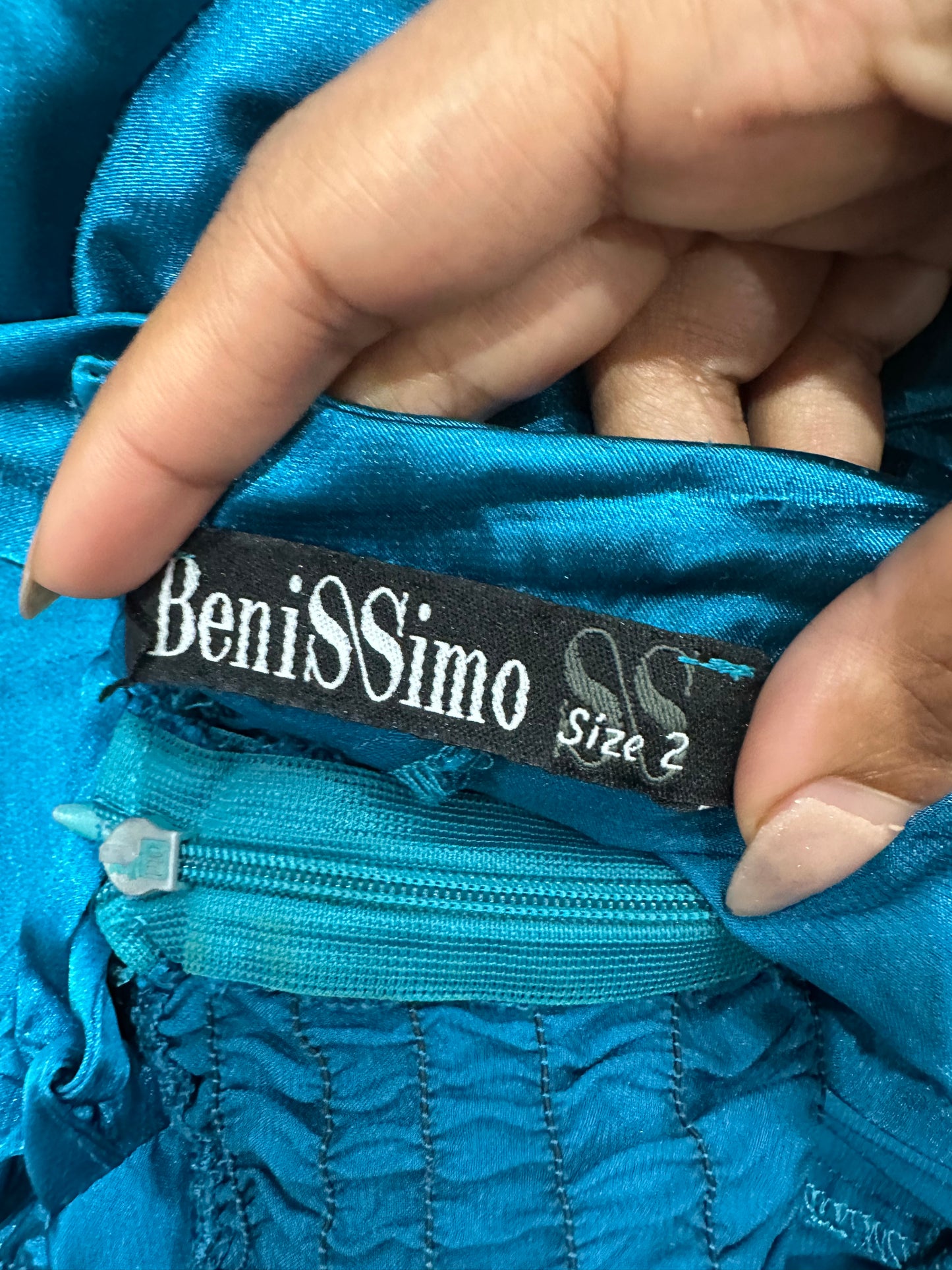 BEST PICKS | medium blue satin style midi dress with ruching details